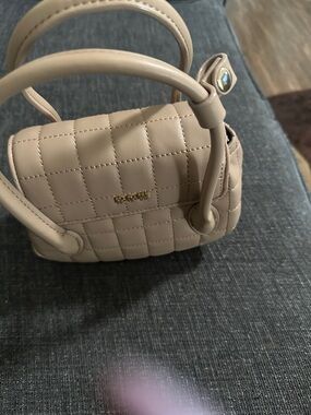 Quilted Cream Top-Handle Mini Bag